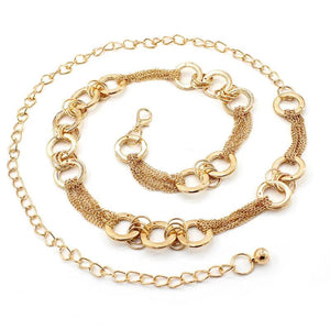 Golden Thin Belt Metal Ring Decorative Waist Chain for Female