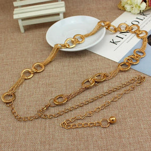 Golden Thin Belt Metal Ring Decorative Waist Chain for Female