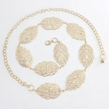 Women Metal Waist Chain Belts Hollow Leaves Waist Strap Dress Coat Sweater Lady