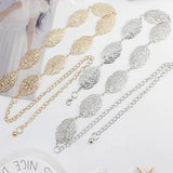 Women Metal Waist Chain Belts Hollow Leaves Waist Strap Dress Coat Sweater Lady