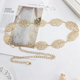 Women Metal Waist Chain Belts Hollow Leaves Waist Strap Dress Coat Sweater Lady