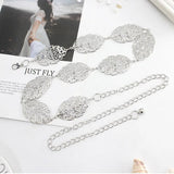 Women Metal Waist Chain Belts Hollow Leaves Waist Strap Dress Coat Sweater Lady