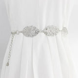 Women Metal Waist Chain Belts Hollow Leaves Waist Strap Dress Coat Sweater Lady