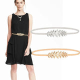 Flower Leaves Metal Buckle Belt for Women Ladies Elastic Waist Chain Belts