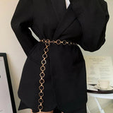 Geometric Waist Chain for Women Silver Metal Belt Adjustable Dress Waistband