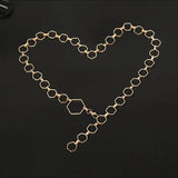 Geometric Waist Chain for Women Silver Metal Belt Adjustable Dress Waistband
