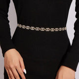 Wind Rhinestones Metal Waist Chain Dress Belt High Sparkle