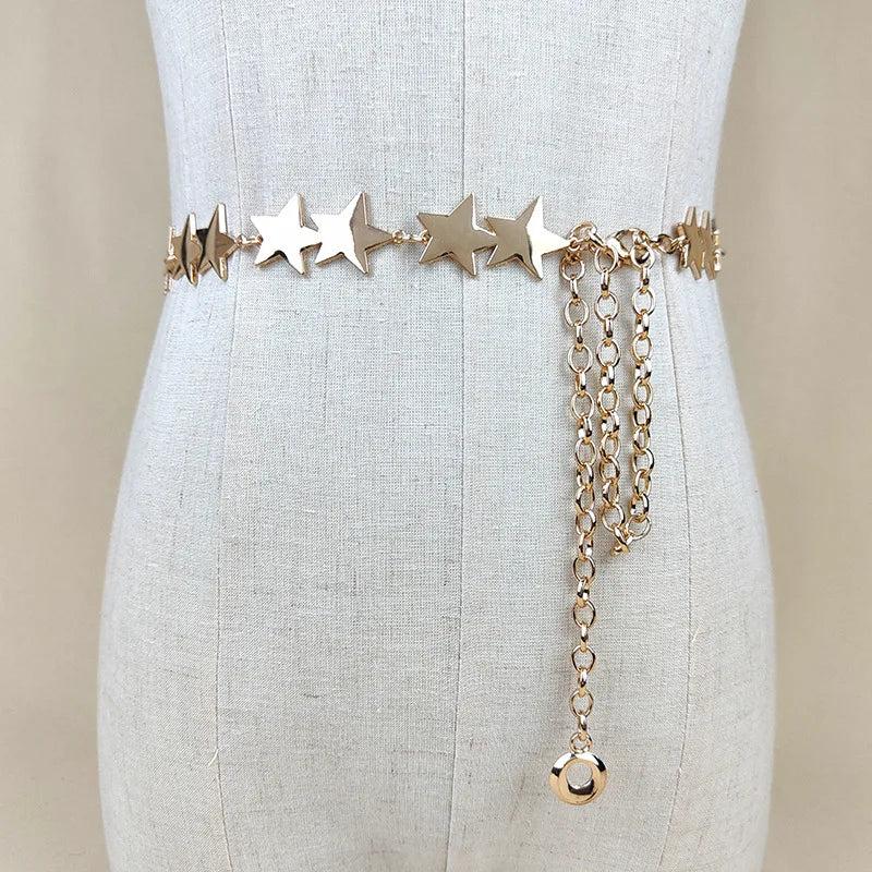 Metal Star Belt Y2K Waistband Dress Girdle Chain Belt
