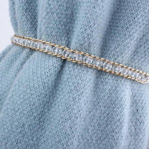 Rhinestone Metal Waist Chain Belt for Women Dress