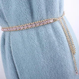 Rhinestone Metal Waist Chain Belt for Women Dress