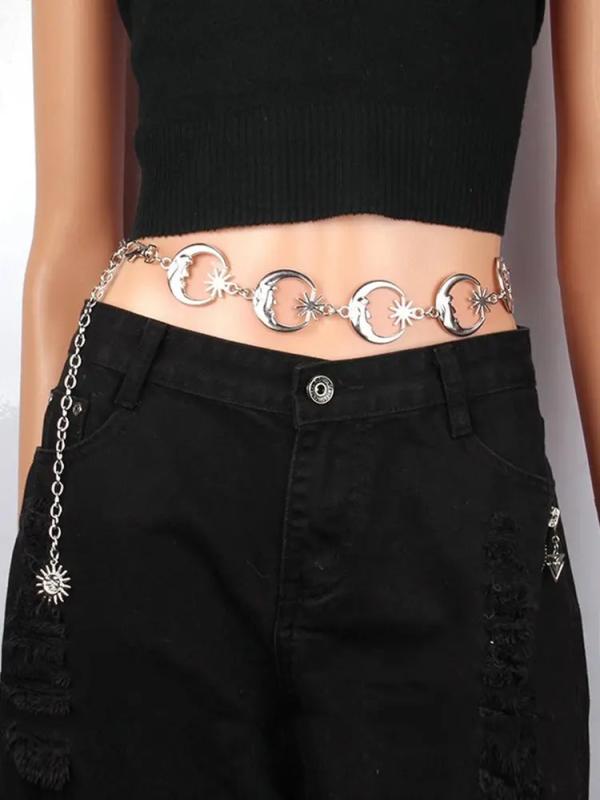 Vintage High Waist Chain Gothic Moon Silver Pendant