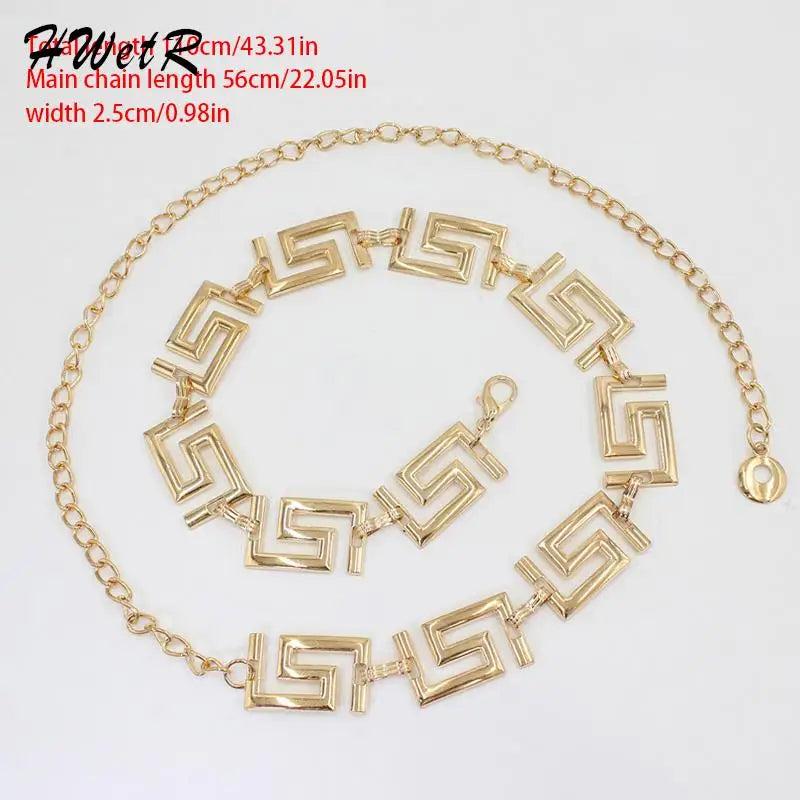 Metal Geometric Waist Chain Adjustable Belt Body Chain Jewelry For Women