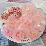 10PCS Pink Mix Chiffon Fabric Flowers Wedding DIY Accessories