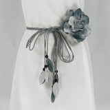 Tassel Braid Waist Chain w/ Big Flower Decor - Casual Thin Waist Belt