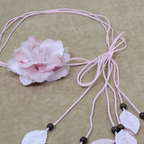 Tassel Braid Waist Chain w/ Big Flower Decor - Casual Thin Waist Belt