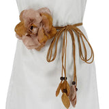 Tassel Braid Waist Chain w/ Big Flower Decor - Casual Thin Waist Belt