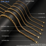Square Pearl Box Chain Necklace Plated Stainless Steel 3/4/5MM