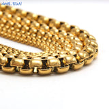 Square Pearl Box Chain Necklace Plated Stainless Steel 3/4/5MM