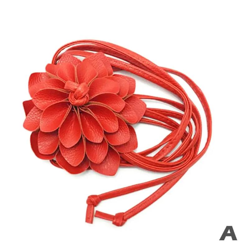 Women Floral Waist Chain Big Flower Decorative Rope Belts Bohemian Tass