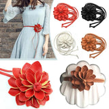 Women Floral Waist Chain Big Flower Decorative Rope Belts Bohemian Tass