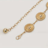 Bohemian Concho Chain Belt Daisy Flower Carving Waist Chain