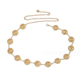 Bohemian Concho Chain Belt Daisy Flower Carving Waist Chain