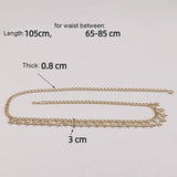 Metal Chain Star Leather Belt Waistband for Dress Jeans Pants