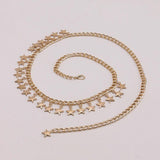 Metal Chain Star Leather Belt Waistband for Dress Jeans Pants