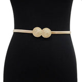 Women's Double Round Buckle Waist Chain for Skirt and Coat