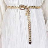 Metal Chain Belt Lock Pendant Waist Chain Silver Body Dress Mini Woman