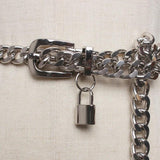 Metal Chain Belt Lock Pendant Waist Chain Silver Body Dress Mini Woman