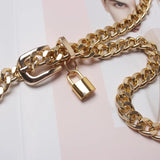 Metal Chain Belt Lock Pendant Waist Chain Silver Body Dress Mini Woman