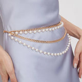 Women's Pearl Waist Chain Thin Belt Body Jewelry