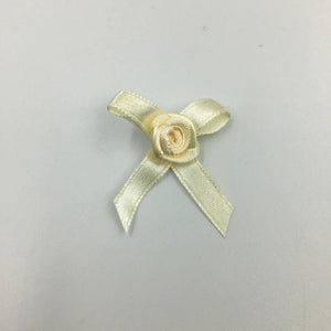 100Pcs Mini Silk Rose Head Ribbon Satin Ribbon Flower DIY Wedding Bow Appliques