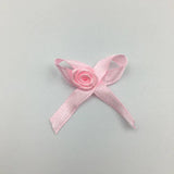 100Pcs Mini Silk Rose Head Ribbon Satin Ribbon Flower DIY Wedding Bow Appliques