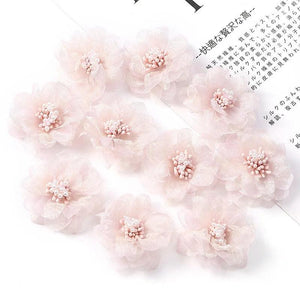 10PCS 4.5CM Organza Hibiscus Yarn Flower DIY Clothing Accessories