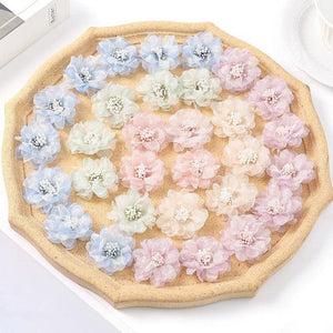 10PCS 4.5CM Organza Hibiscus Yarn Flower DIY Clothing Accessories