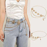 Womens Hip High Waist Silver Metal Chain Gothic Moon Pendant Vintage