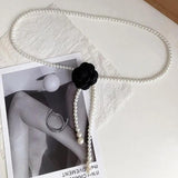 Camellia Thin Chain Waistband Small Fragrant Flower Pearl Belt Decor