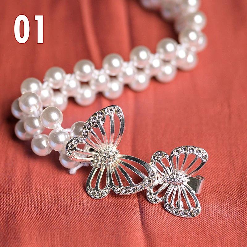 Women Hanfu Pearl Belt Retro Waist Belt Ancient Style Elastic Chain