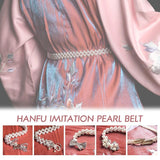 Women Hanfu Pearl Belt Retro Waist Belt Ancient Style Elastic Chain