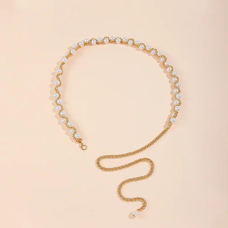 Pearl Metal Waist Chain Sexy Corset Summer Women
