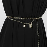 Vintage Waist Chain Braided Hip Hop Lock Pendant Belt