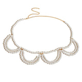 Adjustable Length Waist Chain with Layered Pearl Female Girls Waist Rope D46A