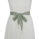 Women's Lace Braided Thin Belt with Pearl Decoration