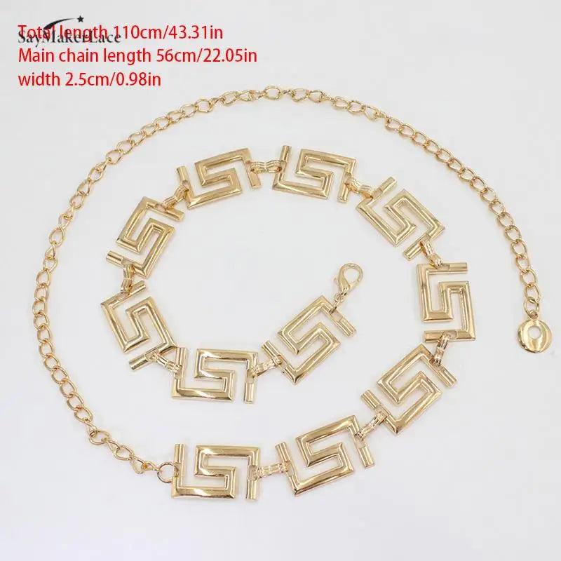 Metal Geometric Waist Chain Adjustable Belt Body Chain Jewelry For Women