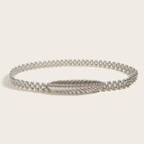 Silver Leaf Waist Chain Women Metallic Stretch Thin Elastic Belts