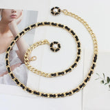 Women's Flower Pearl Pendant Waist Chain Dress Shirt Decoration
