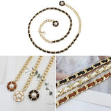 Women's Flower Pearl Pendant Waist Chain Dress Shirt Decoration