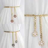 Women's Flower Pearl Pendant Waist Chain Dress Shirt Decoration